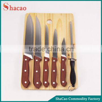 5Pcs Kitchen knife Set With Wood Chopping Board And Sharpener