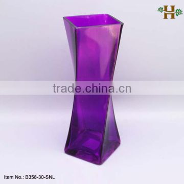 Mouth Blown Square Decorative Fiber Glass Flower Vase