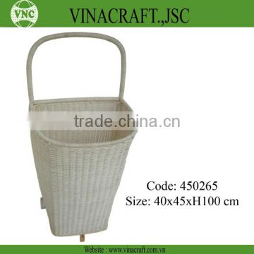 White rattan flower basket