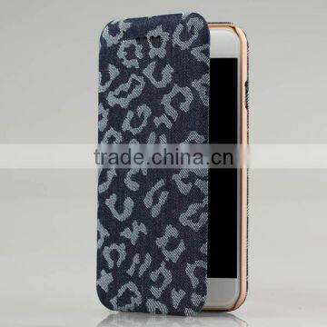 Denim fabric leather card slots flip phone case for iPhone6 case wallet
