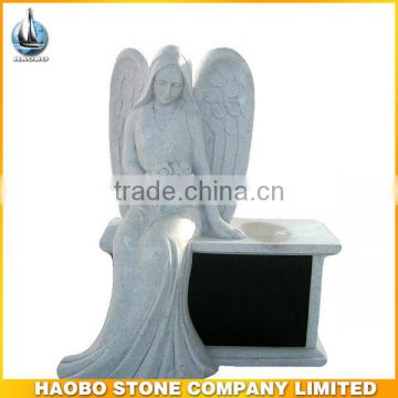 Natural White Stone Angel Memorial Bench