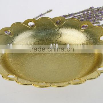 Plastic Gold Plating Flower Shape Round Candy Tray for Household