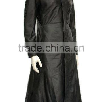 Men's Black Matrix Movie Neo Real Leather Trench Coat Jacket