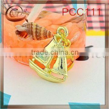 Gold Plated sailing boat Pendant with Lobster Claw Clasps