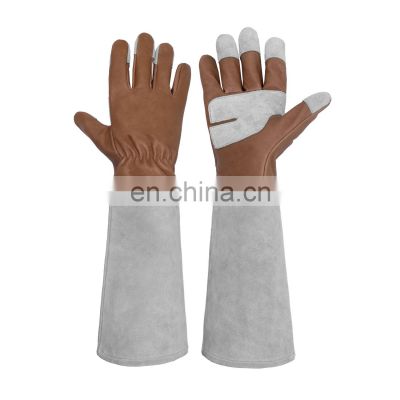 HANDLANDY Hand Protection Rose Pruning Purple long sleeve proof goat skin leather gardening gloves for women