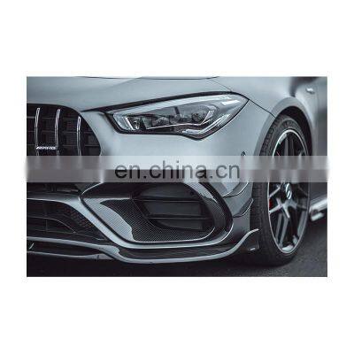 Quality Assurance Full-dry Carbon Fiber Process Auto Parts Car Skirt Body Front Bumper Canards For BENZ AMG CLA45 W118