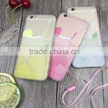 Summer fruit pattern phone case with the rope for iPhone 6 case,for iPhone 6plus drop-resistance case