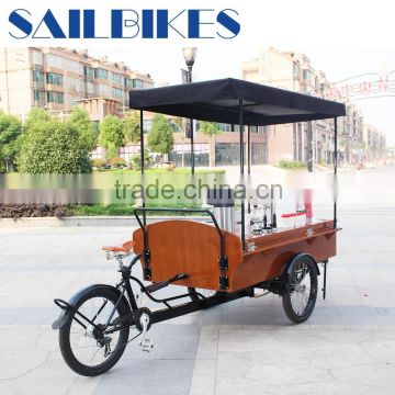 vintage three wheeled coffee bicycle tricycle with strong frame