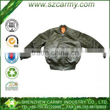 spiricle grain lower hem washed cotton filling material and PVC coated fabric MA1 flight jackets