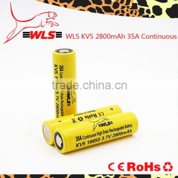 2015 New release wls inr18650 70a lithium ion battery wls 2800mAh ecigarette battery
