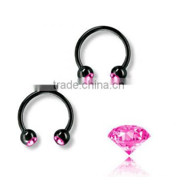 Circular Barbell Lip Piercing With Crystal Body Piercing Jewelry
