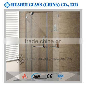 hinged bathroom shower glass door with 8mm tempered glass CE approved