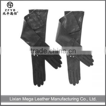 Women's Opear Back Long Sheep Suede Leather opera Gloves