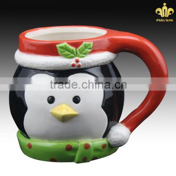 Ceramic coffee penguin mug with big handle