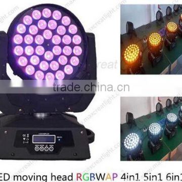 Best quality Guangzhou rgbw zoom 36x10w 4in1 led moving head wash light