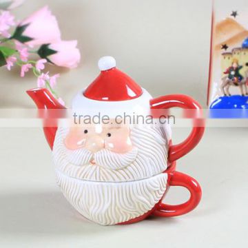 Creative Customized Christmas Santa Ceramics Tea Set and Milk Pot Set