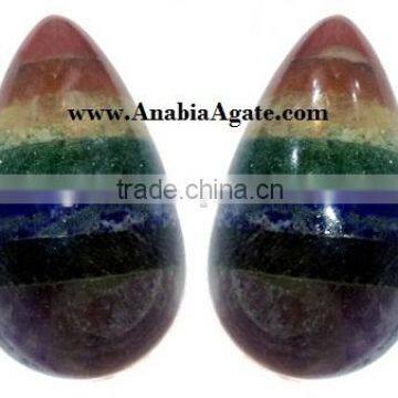 Seven Chakra Bonded Chakra Agate Gemstone Eggs : Wholesale Gemstone Chakra Eggs from India