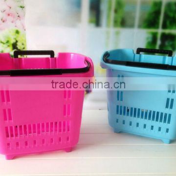 Hot sale plastic Shopping Basket with wheels