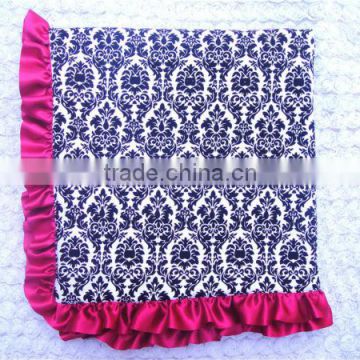 wholesale cotton baby blanket with satin ruffle