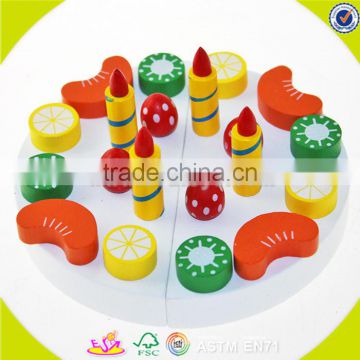 wholesale baby wooden toy cake, educational kids wooden birthday cake toy, funny children wooden birthday cake toy W10B104