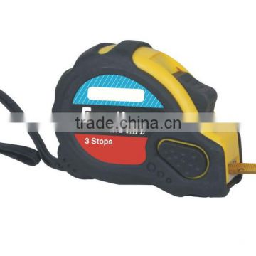 3 stops Steel Measuring Tape with rubber grip