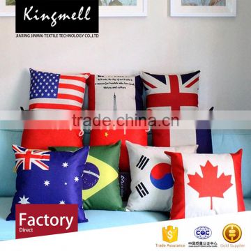 Custom national flag digital printed cotton linen cushions for home office sofa