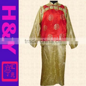 Chinese traditional Apparel red/yellow made by silk