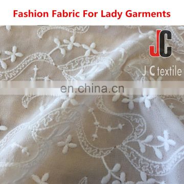 JC3655 wholesale woven ity embroidered chiffon fabric 100 percent polyester fabric