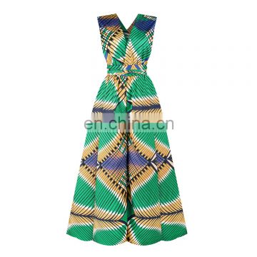 New arrival Ladies Multi Ways A line big leg opening Women's African Print Floral Jumpsuits