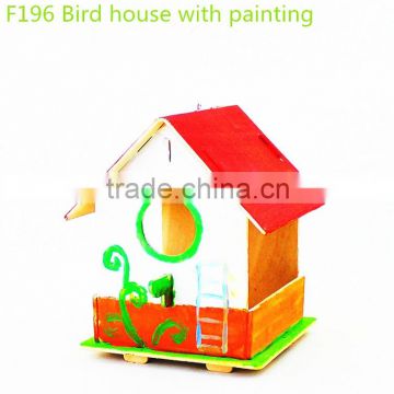 wooden Painting bird house DIY 3D bird cage