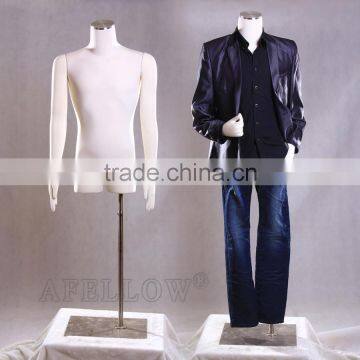 Upper Body Man Model Polyurethane Foam adjustable men mannequin wholesale with base M0017-M01arm