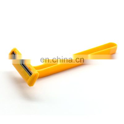 Hotel wholesale yellow disposable shaving knife lightweight custom double-blade hair removal knife