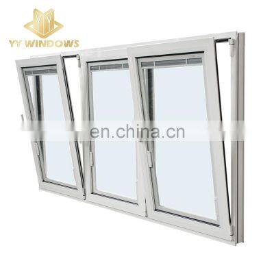 water proof modern white double glass tilt and turn aluminum window with inward blinds used for apartment