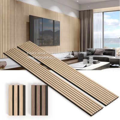 Polular Interior Wall and Ceiling Decorative and Sound Proof Akupanel Technical Wood Veneer and Natural Wood Veneer MDF Slat Wooden Acoustic Panels with PET Felt Board