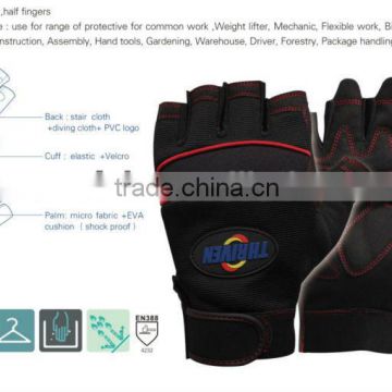 light mechanic gloves industry safety half fingers