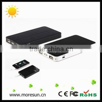 Hot selling patent portable 4000mah portable solar charger for most smart phone 6000mA dual outputs with flashlight