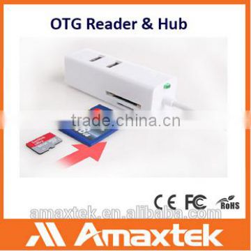 High quality 5 sots USB otg card reader & Hub 3 Port USB 2.0 Hub & otg mobile card reader