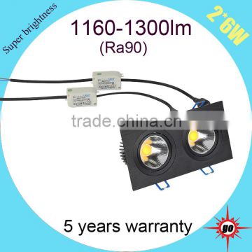 CE RoHS approval CRI90 square downlights 2*6w dimmable led downlight                        
                                                                                Supplier's Choice