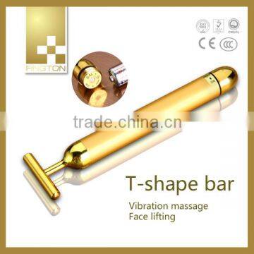 24K Gold T-Shape Bar Home Use Facial Massage Machine