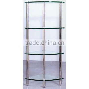 High Quality Tempered Bathroom Shelf, Transparent Glass with Stainless Steel Holder