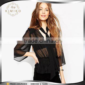 Latest Design Top Fashion Black Women Sexy Blouse