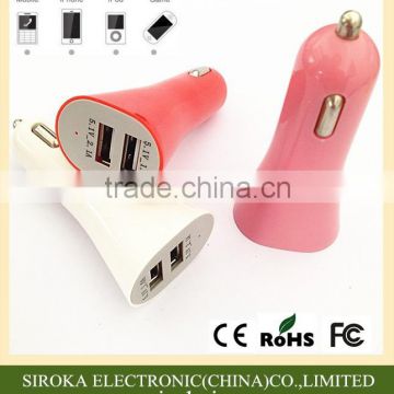 Factory wholesale 5V USB car charger 3.1A dual USB car charger for iPhone iPad