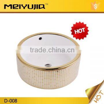 D-008 Bathroom ceramic art gold washing basin