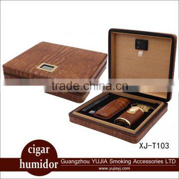 Guangzhou custom leather cohiba cigar humidor gift set