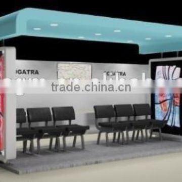 Metal Bus Stop Shelter in Good Design with Acrylic Roof and Light Box for Outdoor Advertising