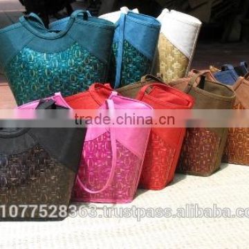 High quality best selling bamboo shopping handbag with fabric from vietnam