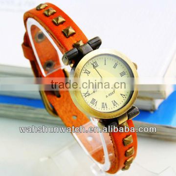 top rated factory direct selling cheap rivets strap women leather watch for gifts