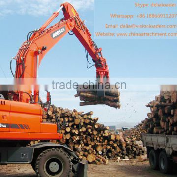 DX60W-9C Excavator hydraulic log grapple, Customized Excavator Wearable log grapple garb/log grapple fork for sale