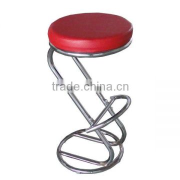 Chrome metal bar stool with footrest