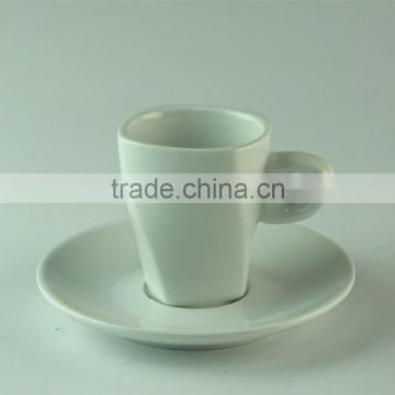 100ml stocked Cheap white ceramic coffee cup with saucer